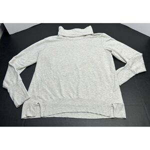 Te Verde Turtleneck Long Sleeve Shirt Women's Large Beige + Light Gray Stretch